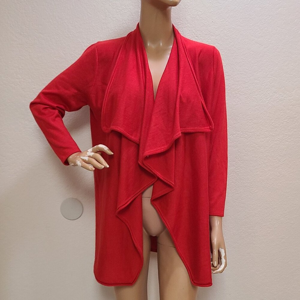 RALPH LAUREN BLACK LABEL CASHMERE/SILK KNIT OPEN WATERFALL CARDIGAN SWEATER sz L